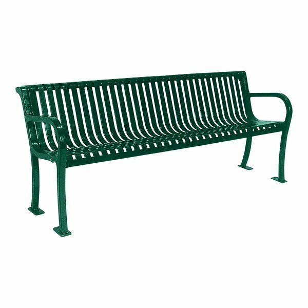Ultra Site Lexington 8' Green Slat Bench with Backrest 99'' x 26 7/8'' x 35 1/2'' 38A954S8GN